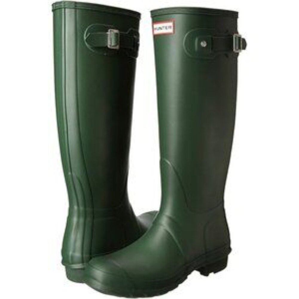 New Hunter Women's Original Tall Waterproof Rain Boots Size 7 Green Adjustable - Picture 6 of 10